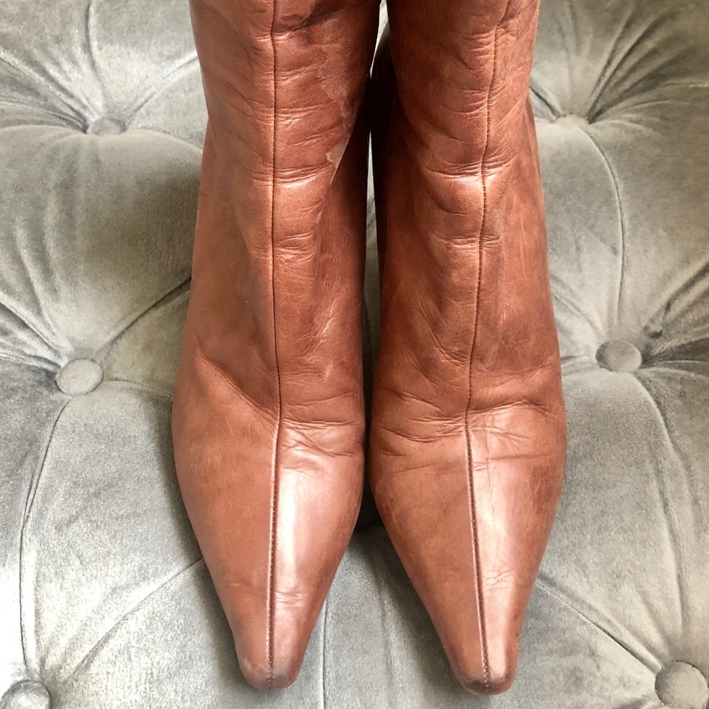 Jimmy Choo Dark Brown Leather Knee-High Stiletto Boots, Size 38 - Picture 3 of 7